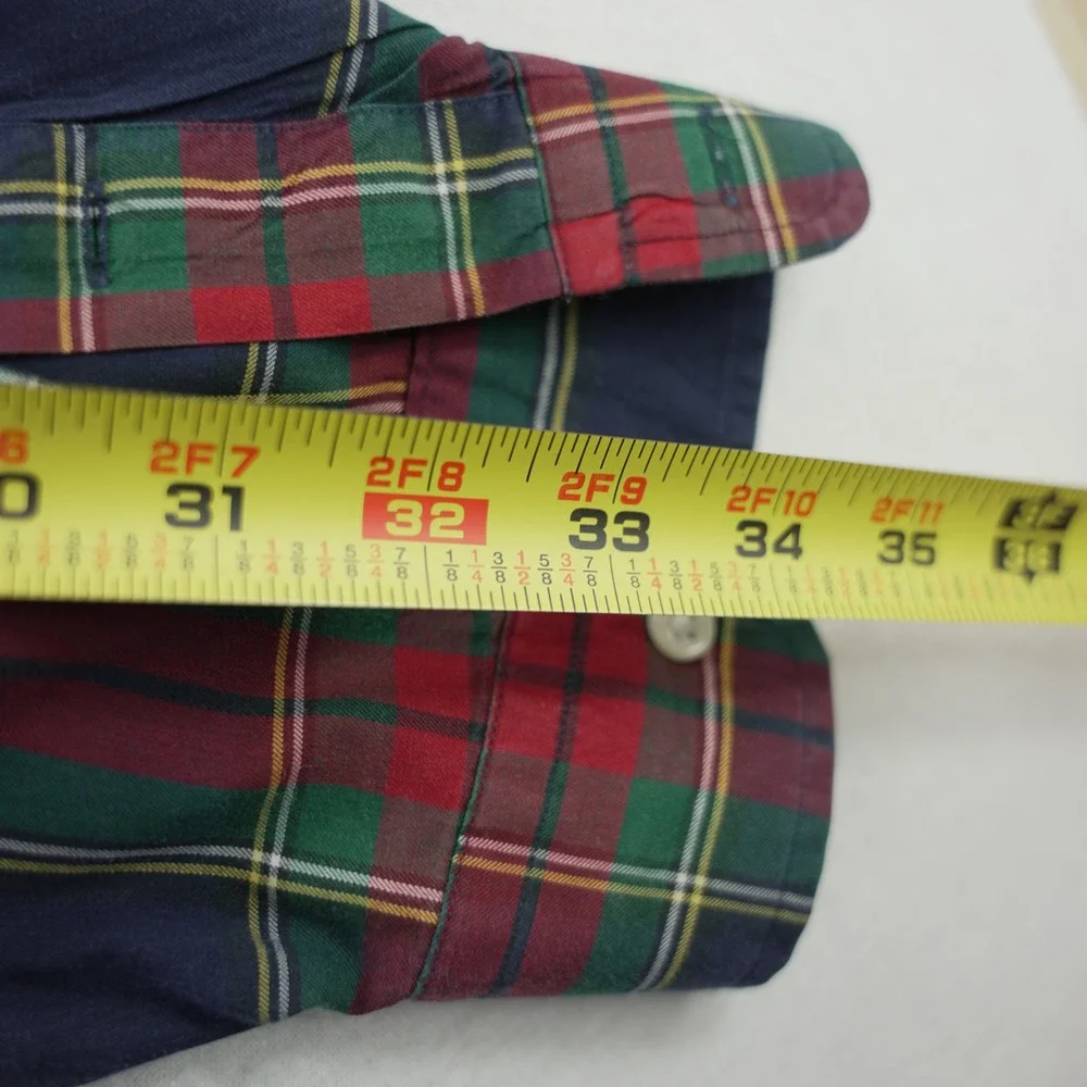 Polo Ralph Lauren Mens Classic Fit Plaid Button Down Shirt‎ Large Navy Green Red